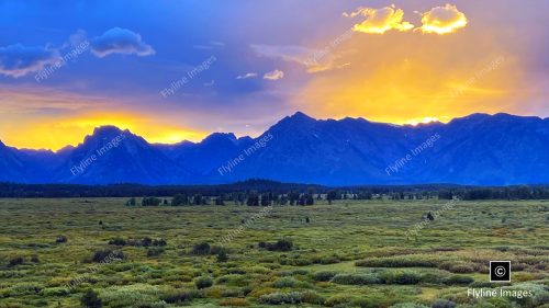 Sunset Grand Teton Mountains, Grand Teton National Park, Wyoming