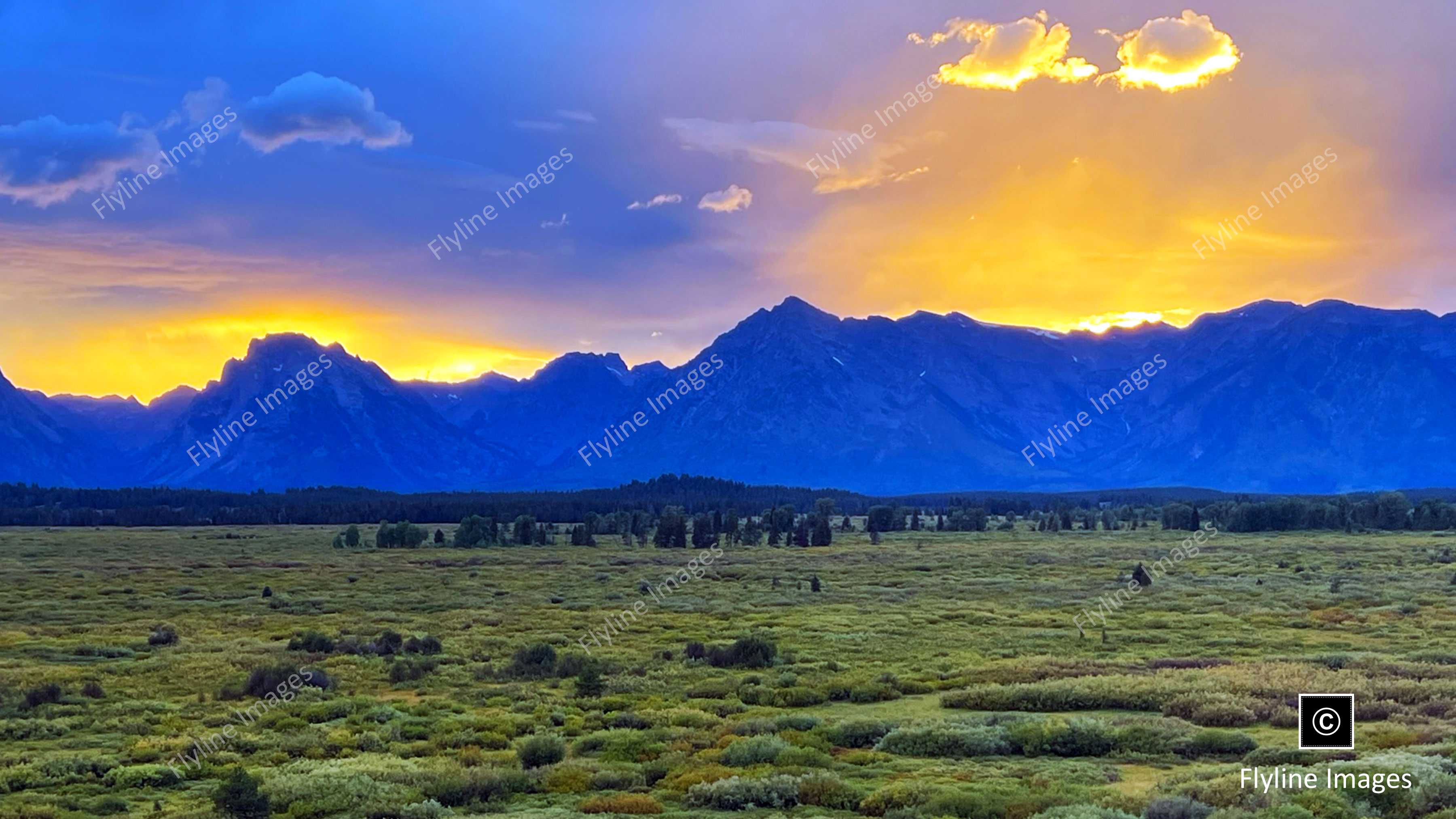 Sunset Grand Teton Mountains, Grand Teton National Park, Wyoming